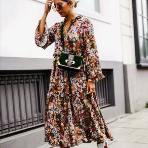 H&M Floral Tiered Ruffle Maxi Dress